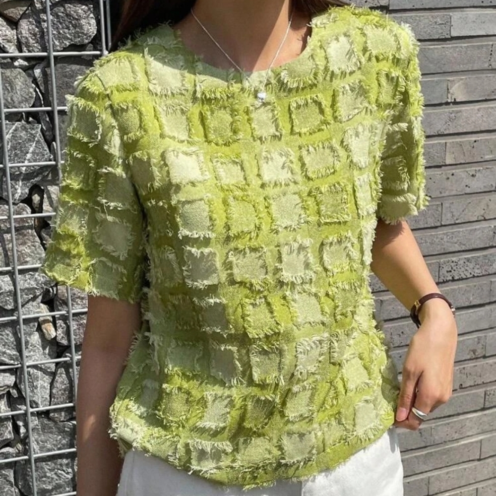 DAZY green fuzzy blouse medium